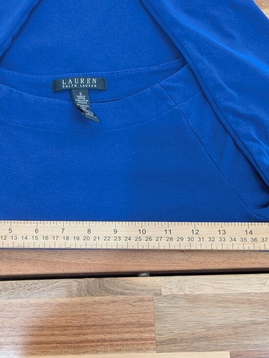 Lauren Ralph Lauren Blue Long Sleeve Top Women’s Small Cotton Stretch Casual - Picture 7 of 12